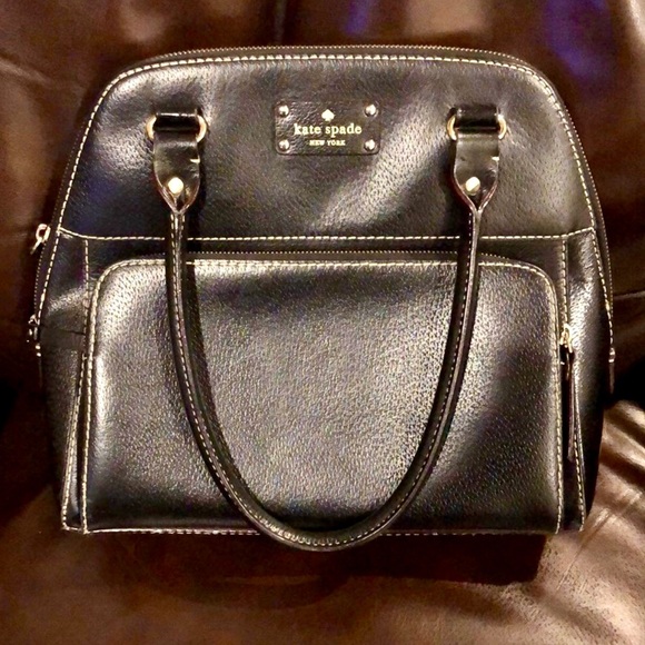 KATE SPADE Black Leather Satchel Top Zipper Bag with Front Zipper Pocket - Picture 4 of 16
